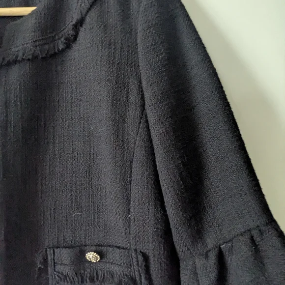 Karl Lagerfield Medium Black Tweed Blazer Jacket - Picture 5 of 16